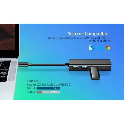 Choetech Usb-C To 3 Usb3.0 + Rj